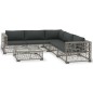 vidaXL Set de muebles de jardín 6 pzas y cojines ratán sintético gris vidaXL Set de muebles de jardín 6 pzas y cojines ratán sintético gris