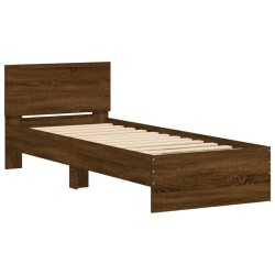 vidaXL Cama con cabecero madera de ingeniería marrón roble 90x200 cm