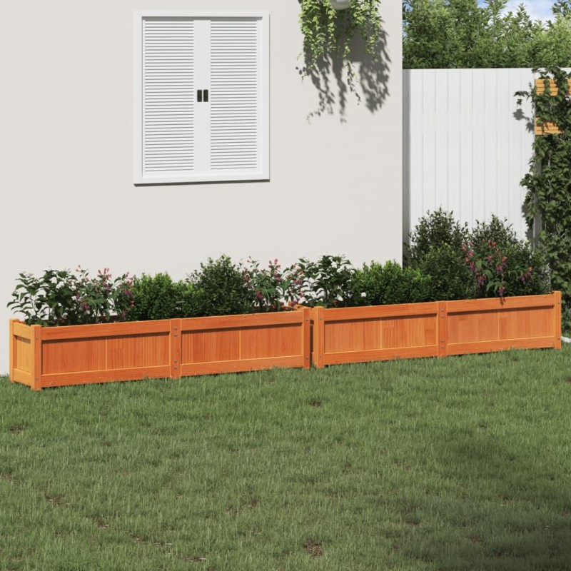 vidaXL Jardineras de exterior 2 uds madera maciza de pino marrón cera vidaXL Jardineras de exterior 2 uds madera maciza de pino marrón cera