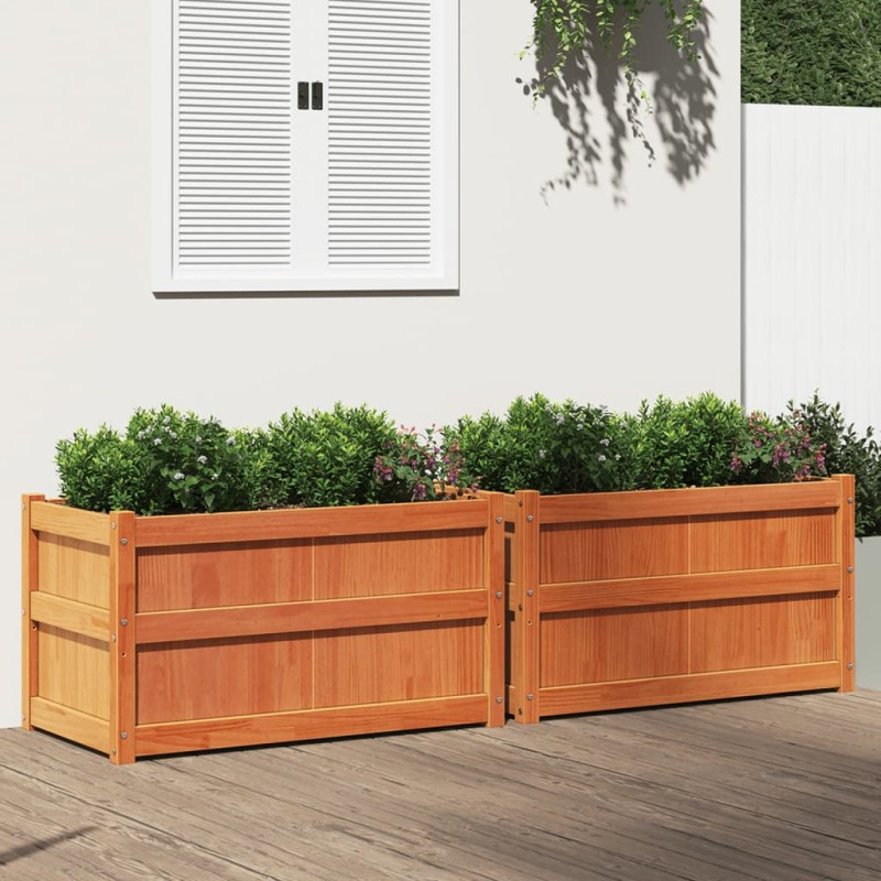 vidaXL Jardineras de exterior 2 uds madera maciza de pino marrón cera vidaXL Jardineras de exterior 2 uds madera maciza de pino marrón cera