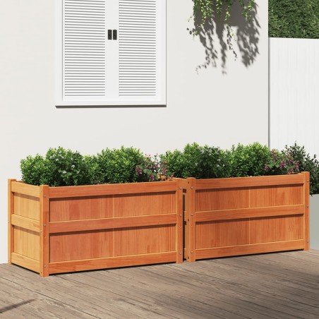 vidaXL Jardineras de exterior 2 uds madera maciza de pino marrón cera