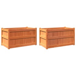 vidaXL Jardineras de exterior 2 uds madera maciza de pino marrón cera