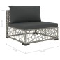 vidaXL Set de muebles de jardín 6 pzas y cojines ratán sintético gris vidaXL Set de muebles de jardín 6 pzas y cojines ratán sintético gris