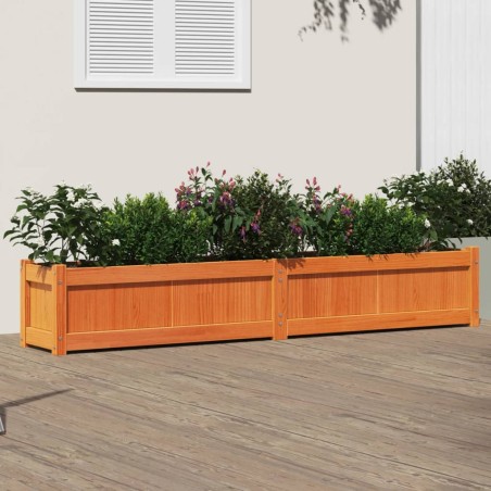 vidaXL Jardinera exterior madera maciza pino marrón cera 180x31x31 cm
