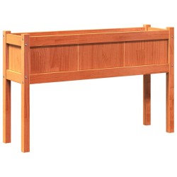 vidaXL Jardinera con patas madera maciza pino marrón cera 110x31x70 cm