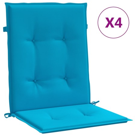 vidaXL Cojín silla jardín respaldo bajo 4 uds tela Oxford azul