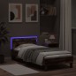 vidaXL Estructura de cama cabecero luces LED roble ahumado 75x190 cm vidaXL Estructura de cama cabecero luces LED roble ahumado 75x190 cm