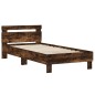 vidaXL Estructura de cama cabecero luces LED roble ahumado 75x190 cm vidaXL Estructura de cama cabecero luces LED roble ahumado 75x190 cm