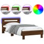 vidaXL Estructura de cama cabecero luces LED marrón roble 75x190 cm vidaXL Estructura de cama cabecero luces LED marrón roble 75x190 cm