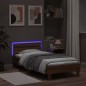 vidaXL Estructura de cama cabecero luces LED roble marrón 100x200 cm vidaXL Estructura de cama cabecero luces LED roble marrón 100x200 cm