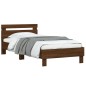 vidaXL Estructura de cama cabecero luces LED roble marrón 100x200 cm vidaXL Estructura de cama cabecero luces LED roble marrón 100x200 cm