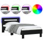 vidaXL Estructura de cama con cabecero y luces LED negro 90x200 cm