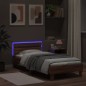 vidaXL Estructura de cama cabecero luces LED roble marrón 90x200 cm