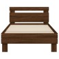 vidaXL Estructura de cama cabecero luces LED roble marrón 90x200 cm