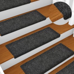 vidaXL Alfombrillas de escalera 10 unidades gris 65x21x4 cm