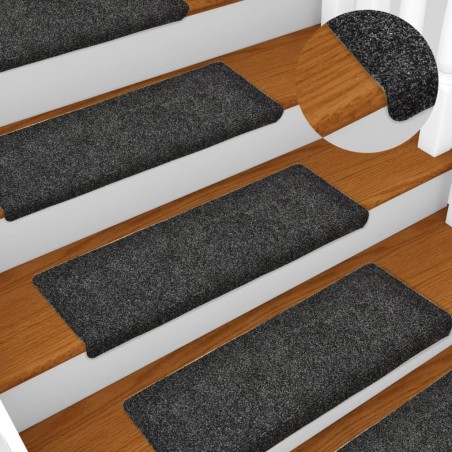 vidaXL Alfombrillas de escalera 10 unidades gris 65x21x4 cm