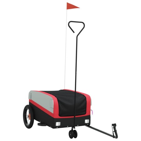 vidaXL Remolque para bicicleta hierro negro y rojo 30 kg