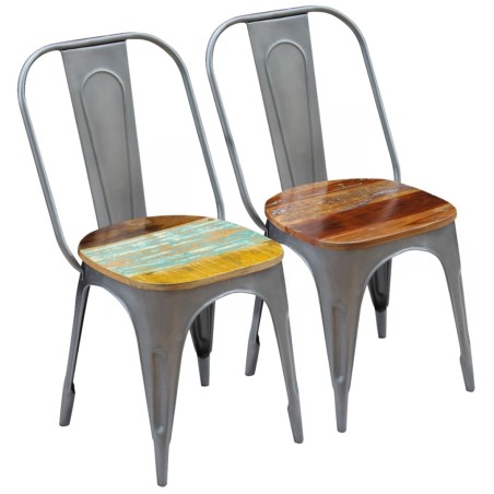 vidaXL Sillas de comedor 2 unidades madera maciza reciclada