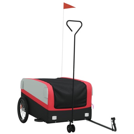 vidaXL Remolque para bicicleta hierro negro y rojo 45 kg
