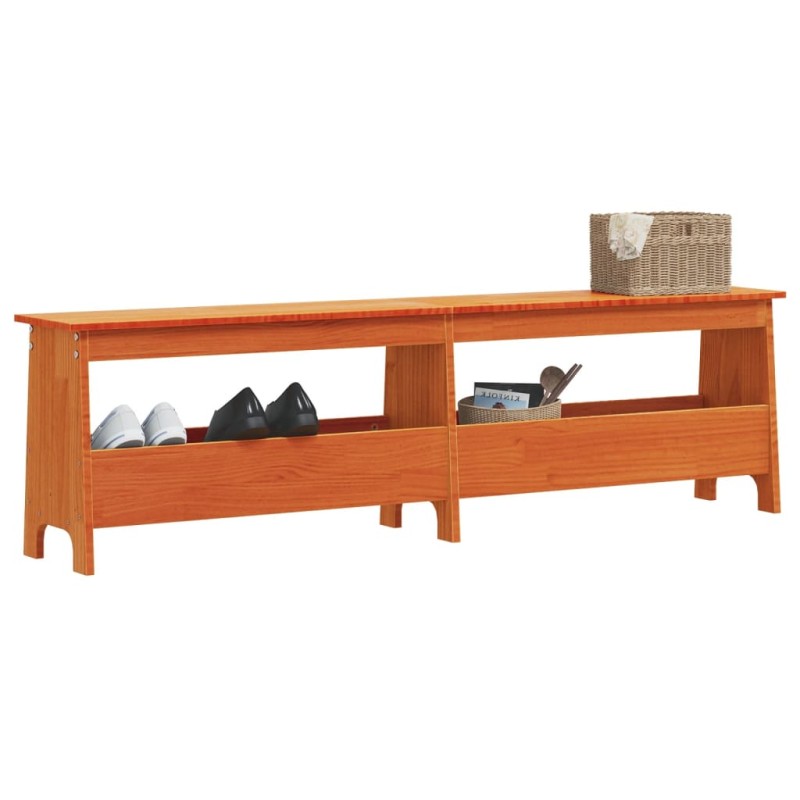 vidaXL Banco de recibidor madera maciza pino marrón cera 160x28x45 cm vidaXL Banco de recibidor madera maciza pino marrón cera 160x28x45 cm