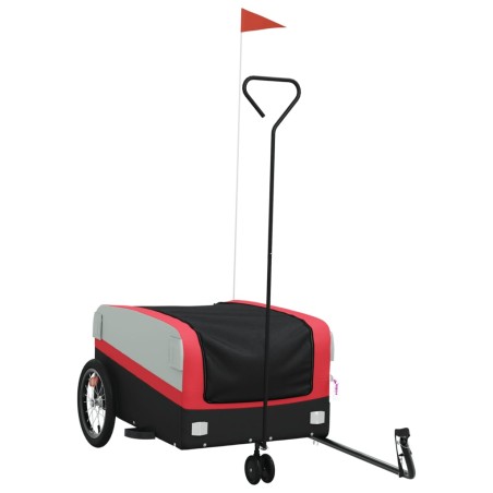 vidaXL Remolque para bicicleta hierro negro y rojo 45 kg