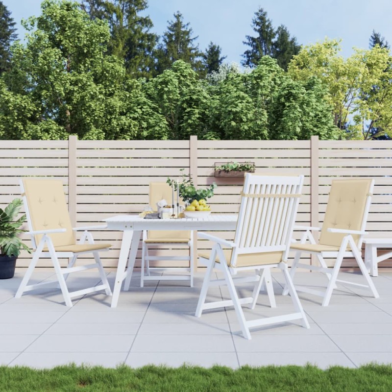 vidaXL Cojín silla de jardín respaldo alto 4 uds tela beige 120x50x3cm vidaXL Cojín silla de jardín respaldo alto 4 uds tela beige 120x50x3cm