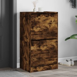 vidaXL Mueble zapatero 2 cajones abatibles roble ahumado 60x42x108 cm