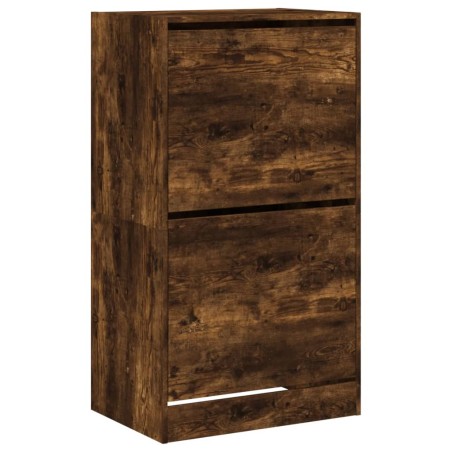 vidaXL Mueble zapatero 2 cajones abatibles roble ahumado 60x42x108 cm