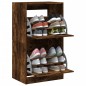 vidaXL Mueble zapatero 2 cajones abatibles roble ahumado 60x42x108 cm vidaXL Mueble zapatero 2 cajones abatibles roble ahumado 60x42x108 cm