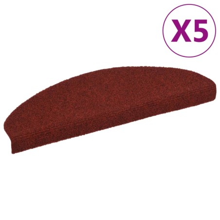 vidaXL Alfombrilla autoadhesiva de escalera 5 uds 65x21x4 cm roja