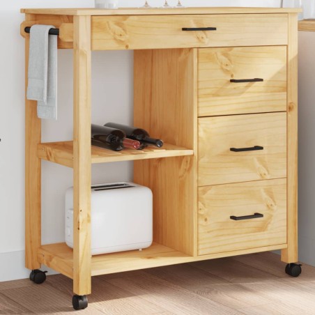 vidaXL Carrito de cocina MONZA madera maciza de pino 84x40x90 cm