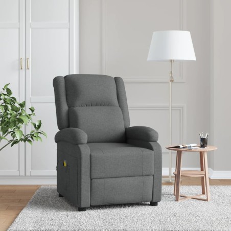vidaXL Sillón de masaje de tela gris oscuro