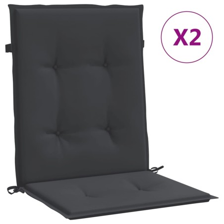 vidaXL Cojín de silla de jardín respaldo bajo 2 uds tela Oxford negro