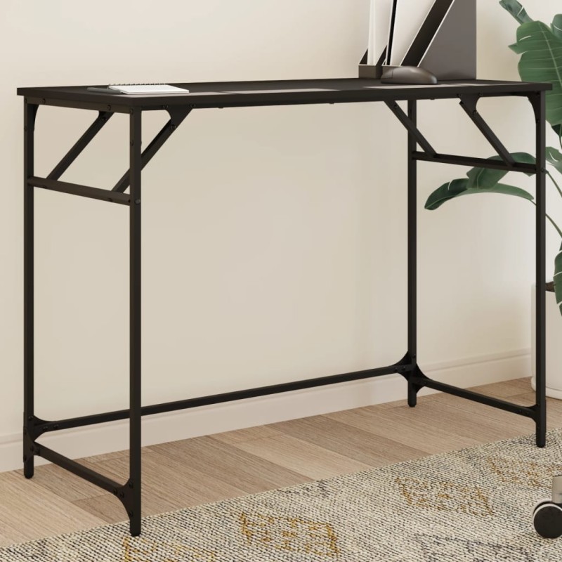 vidaXL Escritorio de madera de ingeniería y acero negro 100x45x76 cm vidaXL Escritorio de madera de ingeniería y acero negro 100x45x76 cm