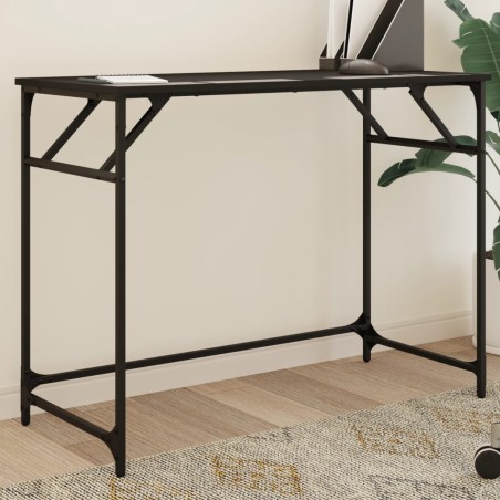 vidaXL Escritorio de madera de ingeniería y acero negro 100x45x76 cm