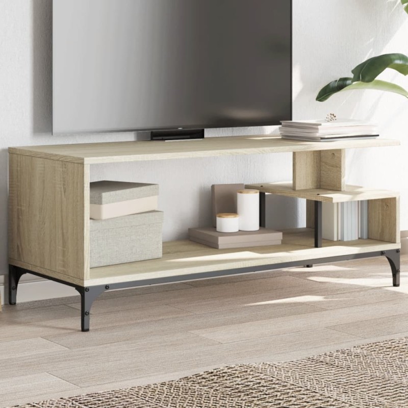 vidaXL Mueble de TV madera de ingeniería y acero roble 102x40x41 cm vidaXL Mueble de TV madera de ingeniería y acero roble 102x40x41 cm