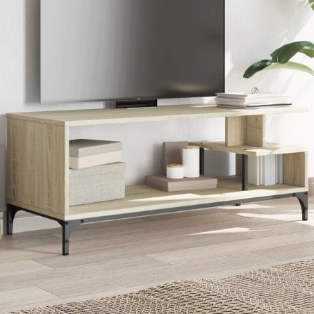 vidaXL Mueble de TV madera de ingeniería y acero roble 102x40x41 cm