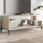 vidaXL Mueble de TV madera de ingeniería y acero roble 102x40x41 cm vidaXL Mueble de TV madera de ingeniería y acero roble 102x40x41 cm