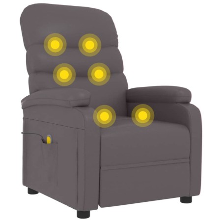 vidaXL Sillón de masaje de cuero sintético gris
