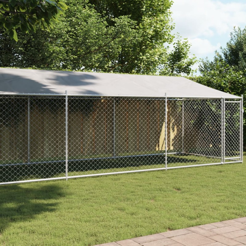 vidaXL Jaula de perros techo y puerta acero galvanizado gris 8x2x2 m vidaXL Jaula de perros techo y puerta acero galvanizado gris 8x2x2 m
