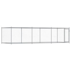 vidaXL Jaula de perros con puerta acero galvanizado gris 6x2x1,5 m