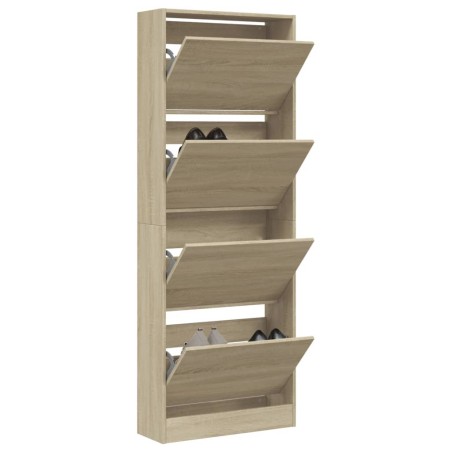 vidaXL Zapatero de madera de ingeniería roble Sonoma 60x21x163,5 cm