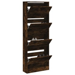vidaXL Zapatero de madera de ingeniería roble ahumado 60x21x163,5 cm