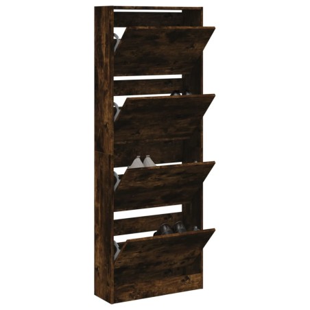vidaXL Zapatero de madera de ingeniería roble ahumado 60x21x163,5 cm