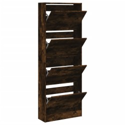 vidaXL Zapatero de madera de ingeniería roble ahumado 60x21x163,5 cm