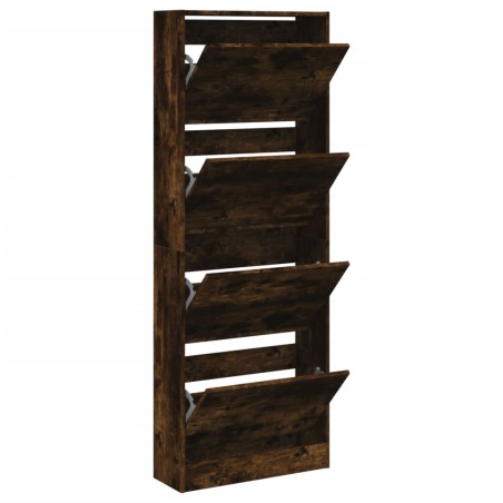 vidaXL Zapatero de madera de ingeniería roble ahumado 60x21x163,5 cm