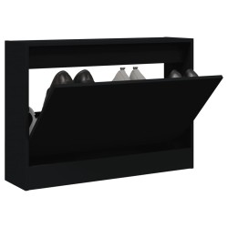 vidaXL Zapatero de madera de ingeniería negro 80x21x57 cm