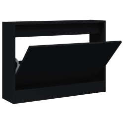 vidaXL Zapatero de madera de ingeniería negro 80x21x57 cm