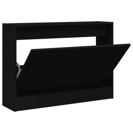 vidaXL Zapatero de madera de ingeniería negro 80x21x57 cm
