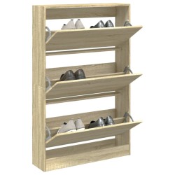 vidaXL Zapatero de madera de ingeniería roble Sonoma 80x21x125,5 cm